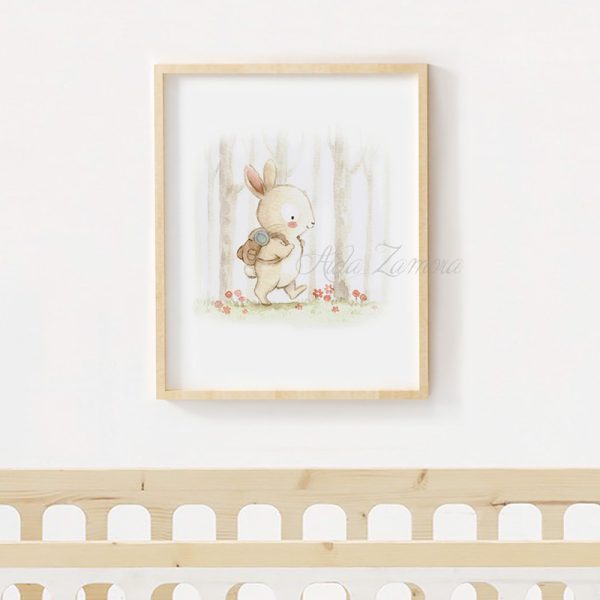 Cuadro infantil Conejo de excursión