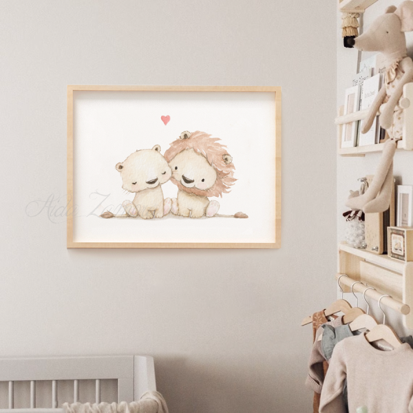 Lámina Pareja de Leones