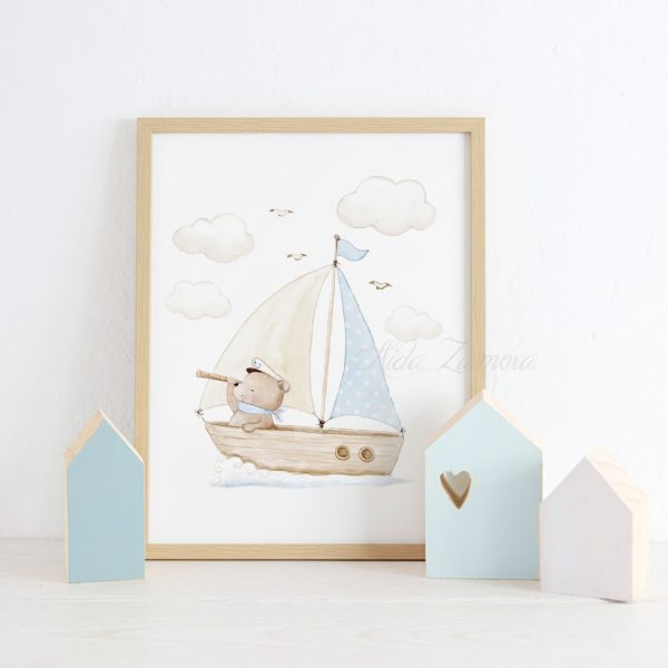 Lámina infantil Barco Azul