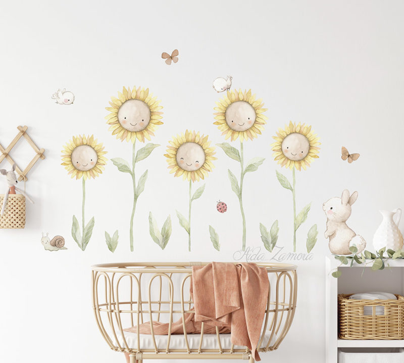 Vinilo infantil de tela Girasoles 2