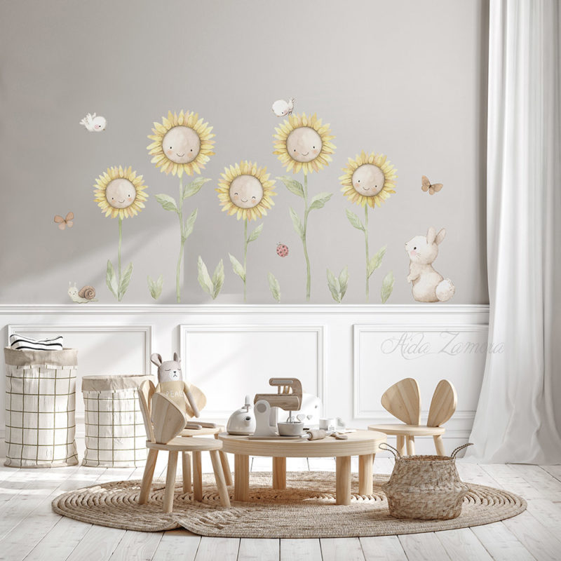 Vinilo infantil de tela Girasoles 3