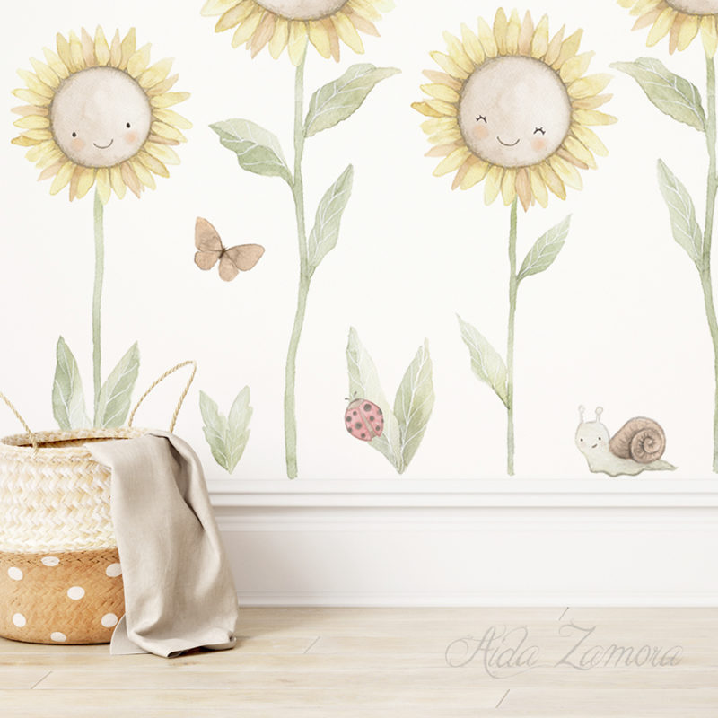 Vinilo infantil de tela Girasoles 4