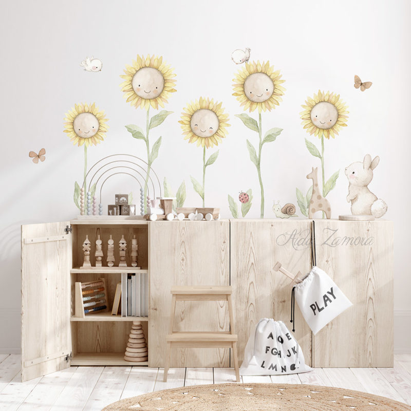 Vinilo infantil de tela Girasoles 5