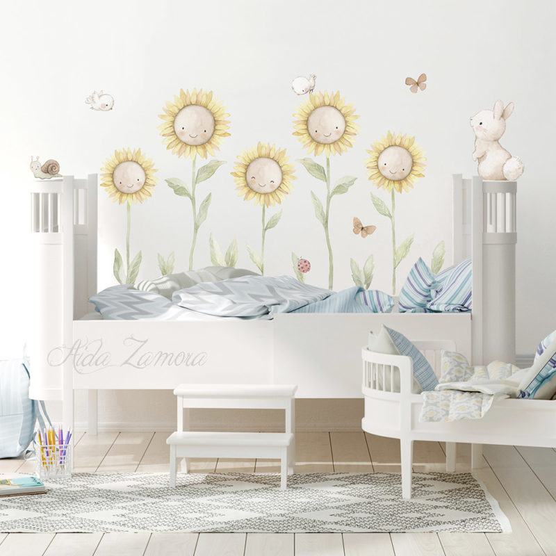 Vinilo infantil de tela Girasoles 6