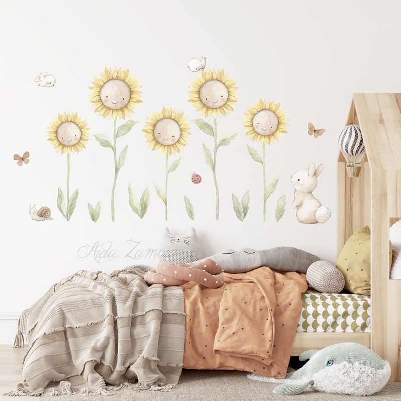 Vinilo infantil de tela Girasoles